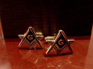 Gold Plated Sq and compass shaped cufflinks